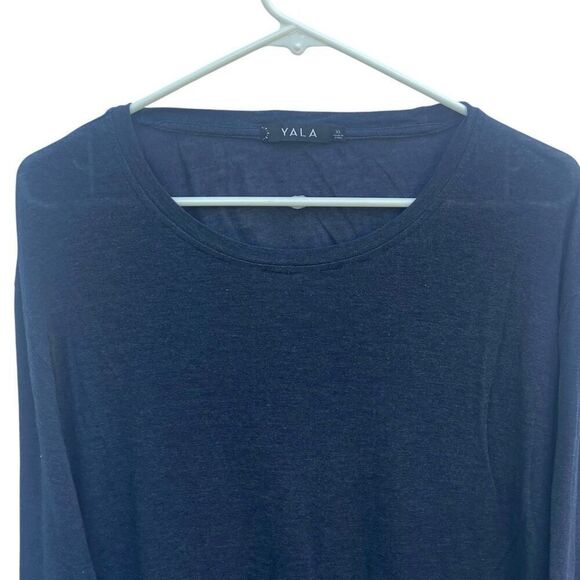 YALA Women’s Navy Blue Long Sleeve Lightweight Bamboo Tunic Top Size XL - Picture 2 of 4